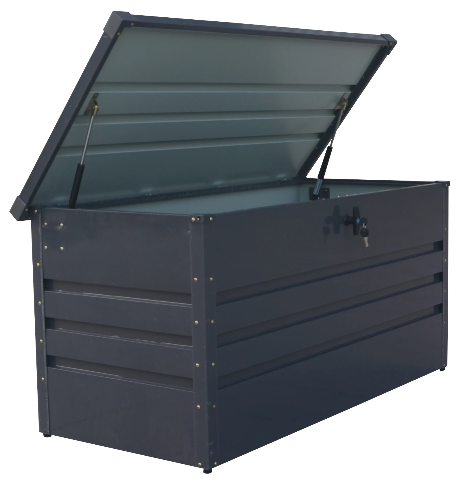 Iron Craft outdoor storage box patio metal box with locking system for clothing cushion storage