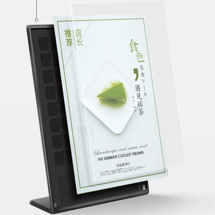 Factory price A4 A5 A6 acrylic menu display stand plastic sign holder