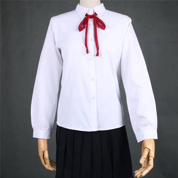 Custom Logo JK High School Uniform Student Girl Boys Harajuku Preppy Style Long Sleeve White Shirt Top Blouse