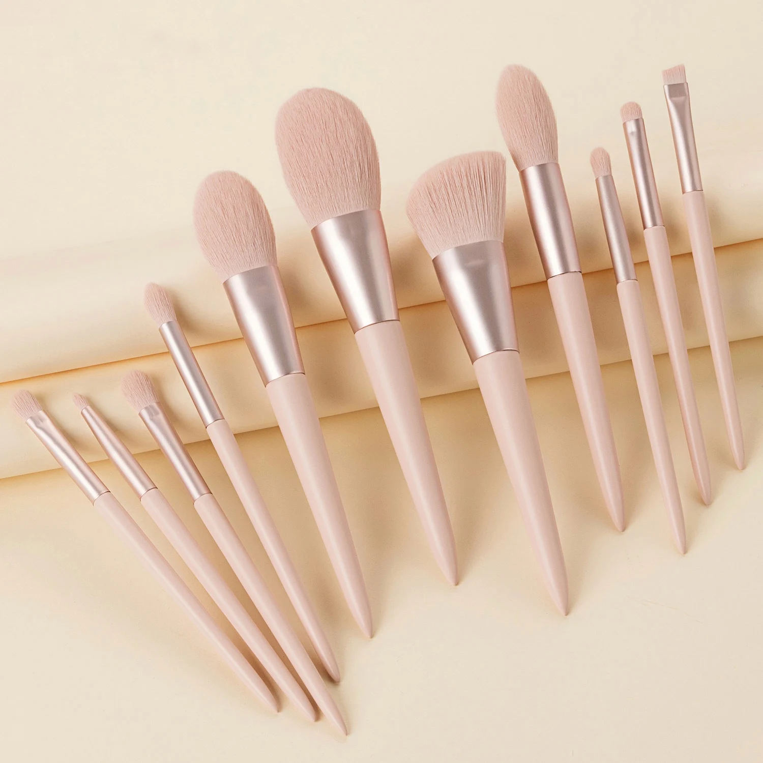 11PCS Brochas De Maquillaje Kabuki Brushes China Custom Logo Natural Wooden Handle Makeup Brush Set