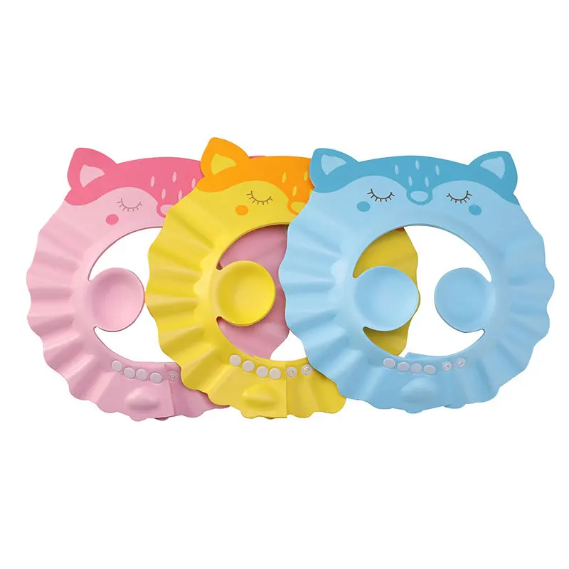 Popular Soft Adjustable Kids Children Bath Bathing Wash Hair Shield Hat Cartoon Baby Shower Shampoo Cap