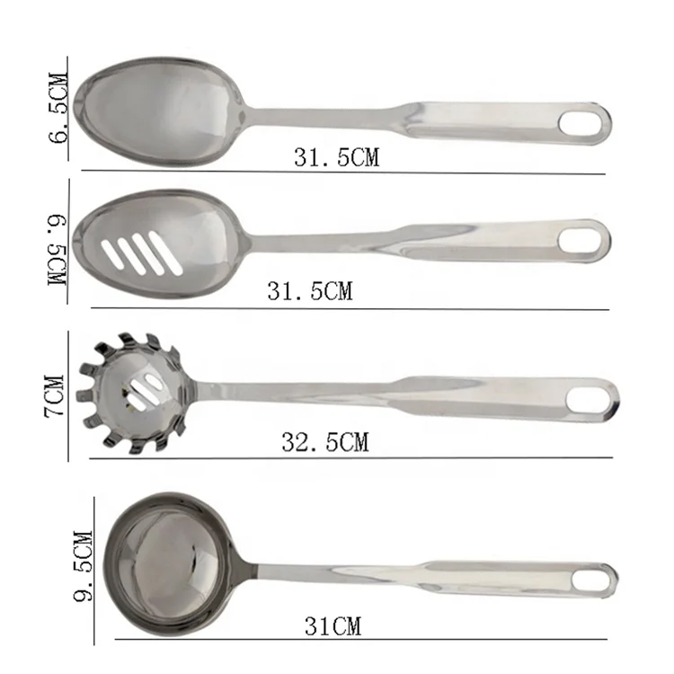 Luxury Mirror Polishing Long Handle Cooking Spaghetti Stainless Steel Kitchen Utensil