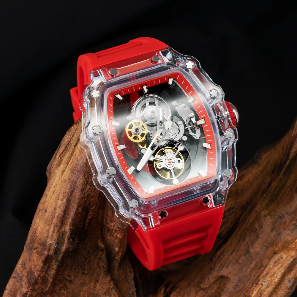 Men watch Chinese Movement Wrist Watch with Transparent ABS Case Automatic Mechanical movement