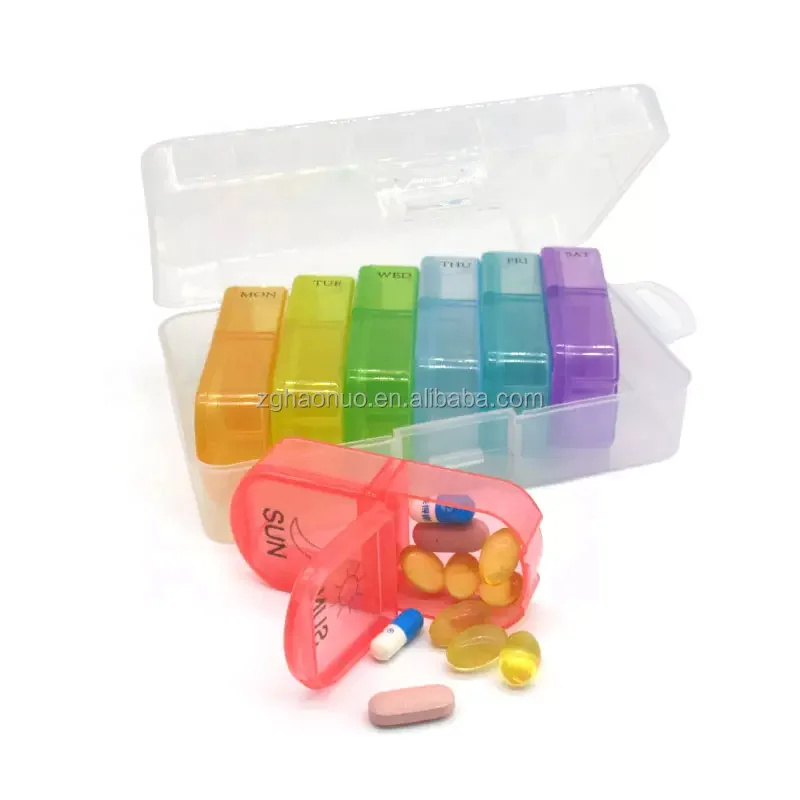 Hot Sale 7 Days 14 Grid Pill Box Multi-Function Storage Box Can Be Split Twice A Day Portable Plastic Box for Travel Carry