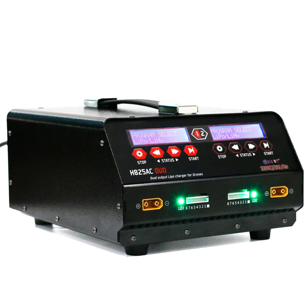 HTRC H825AC DUO 1-8s Lipo/Lihv Battery Balance Charger 1200W 25A Dual Output for Drone RC Toy Lipo Battery Balance Charger