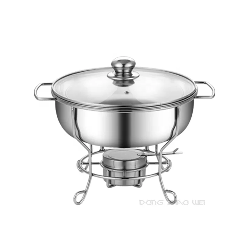 Hot Sale Hotel Buffet Food Warmers 4 pcs Set Chafing Dish Food Warmer With Glass Lid 201 Stainless Steel Round Chafing dish