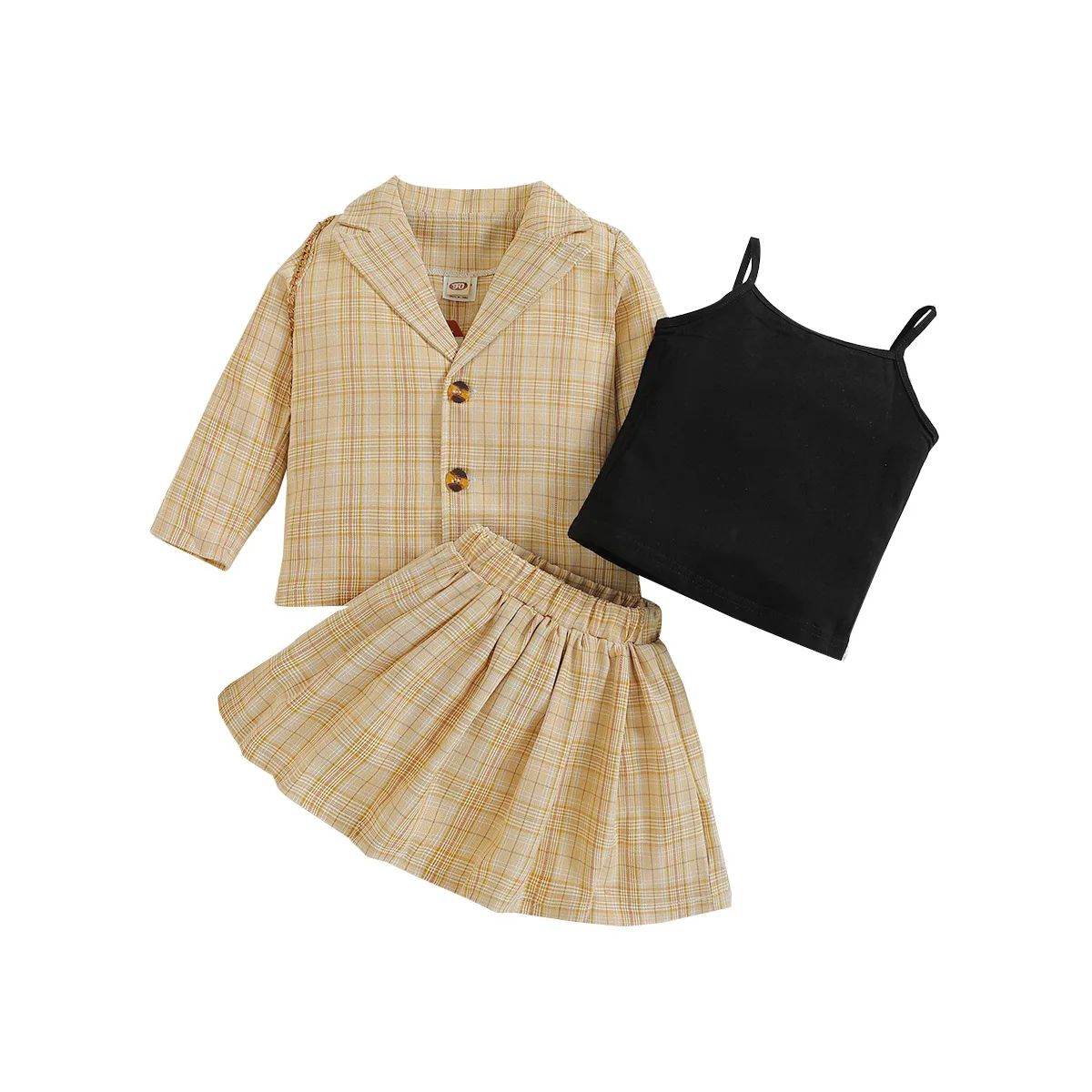 2023 Autumn New Boutique Children Clothing 3-8 Years Old Girl Suit Korean Girl Plaid Coat Skirt Suit