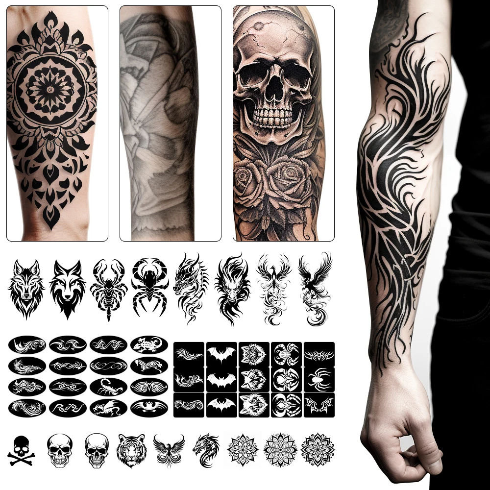 KHY Skull Airbrushing Custom Painting Kit Kid Celestial Number Set Temporary Marker For Mandala Tattoo Sticker Stencil
