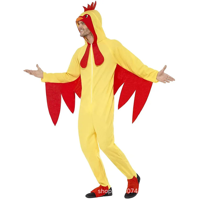 Halloween Big Rooster Hen Combo Doll Suit Cosplay Set for Adults Featuring Witch Wig and Plastic Material Cosplay Costume Props