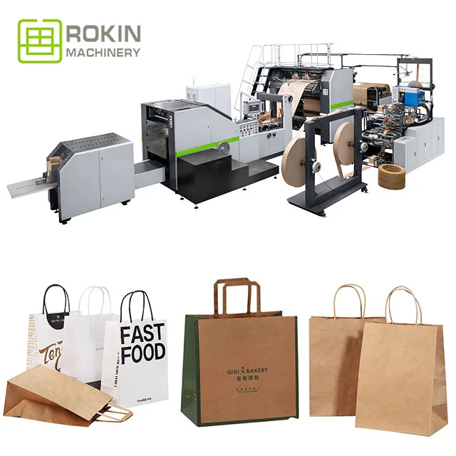 ROKIN BRAND automatic Paper Bag Making Machine Automatic Economy Type Food Paper Bag Making Machine With Factory Price