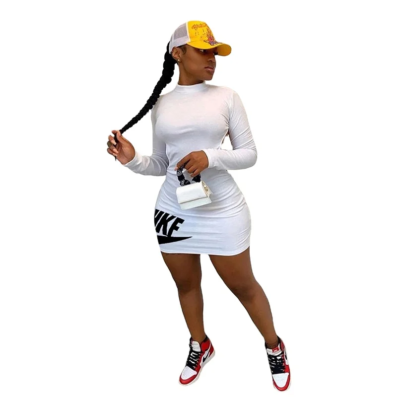 Pure color high-elastic cotton long-sleeved sexy backless nightclub style dress