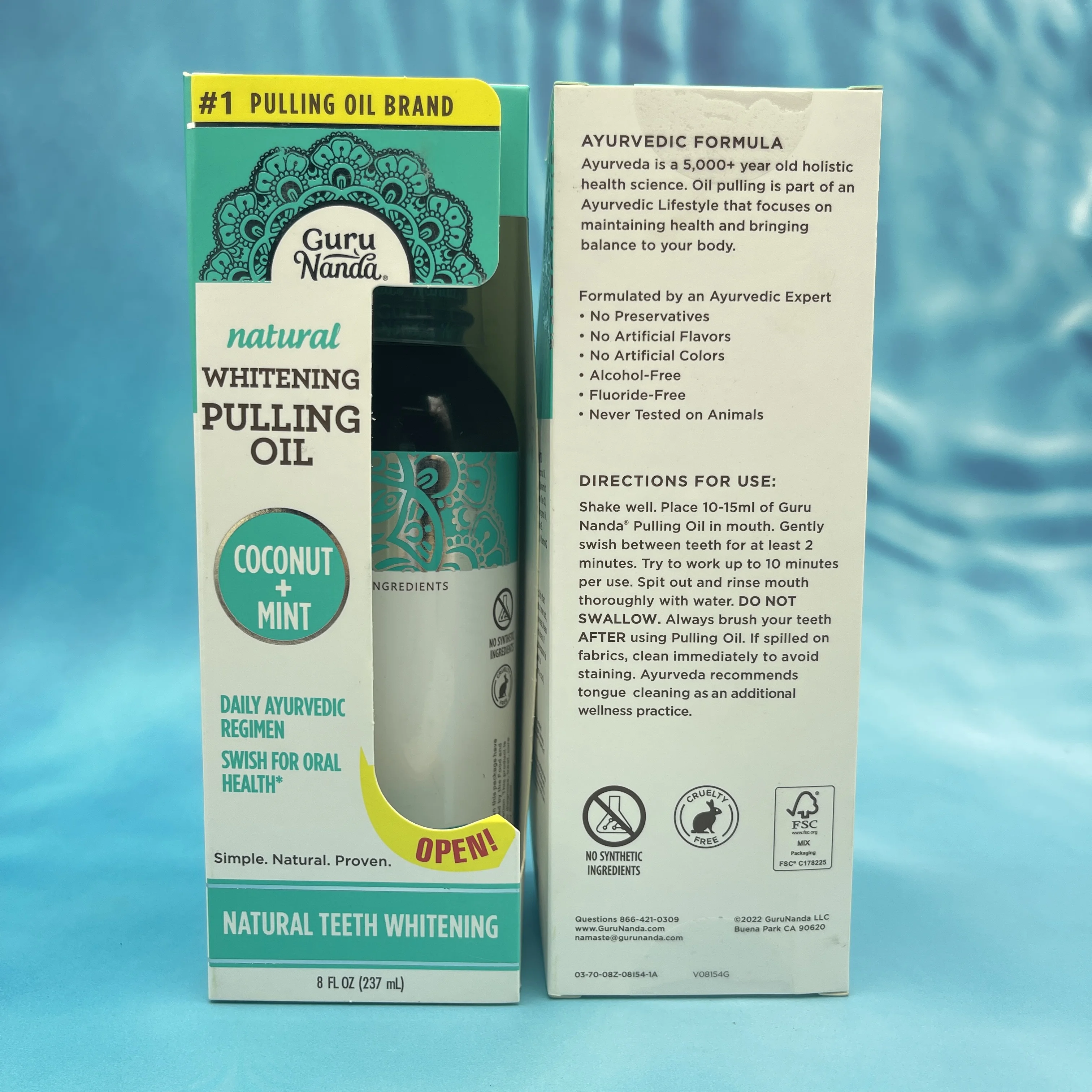 Guru Nanda Pulling Oil for Teeth Whitening Natural Supports Healthy Teeth & Gums & Fresh Breath 3 Years Coconut Oil Mouthwash