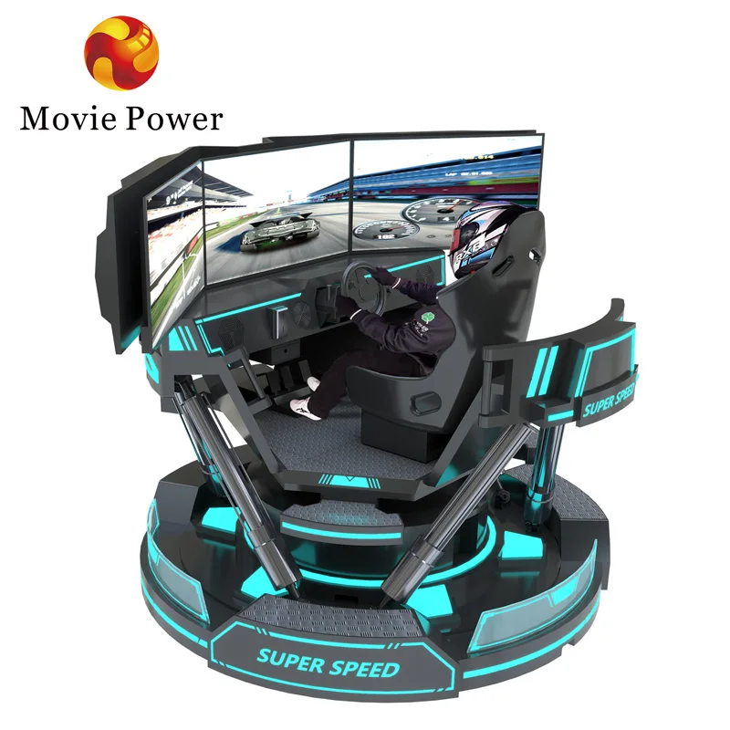 Vr racing 6 dof motion платформа симулятор автомобиля аркадное оборудование vr вождения с 3 экраном для тематического парка