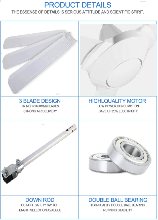 56/60 inch 1500mm big power super cool white industrial ceiling fan with fuse protected quiet copper motor to Malaysia Vietnam