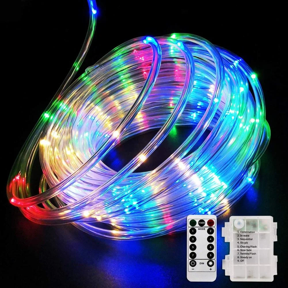 Светодиодные линейные гирлянды на батарейках Lights-40Ft 120 светодиодов 8 режимов уличная Водонепроницаемая работающий от батареи световая веревка