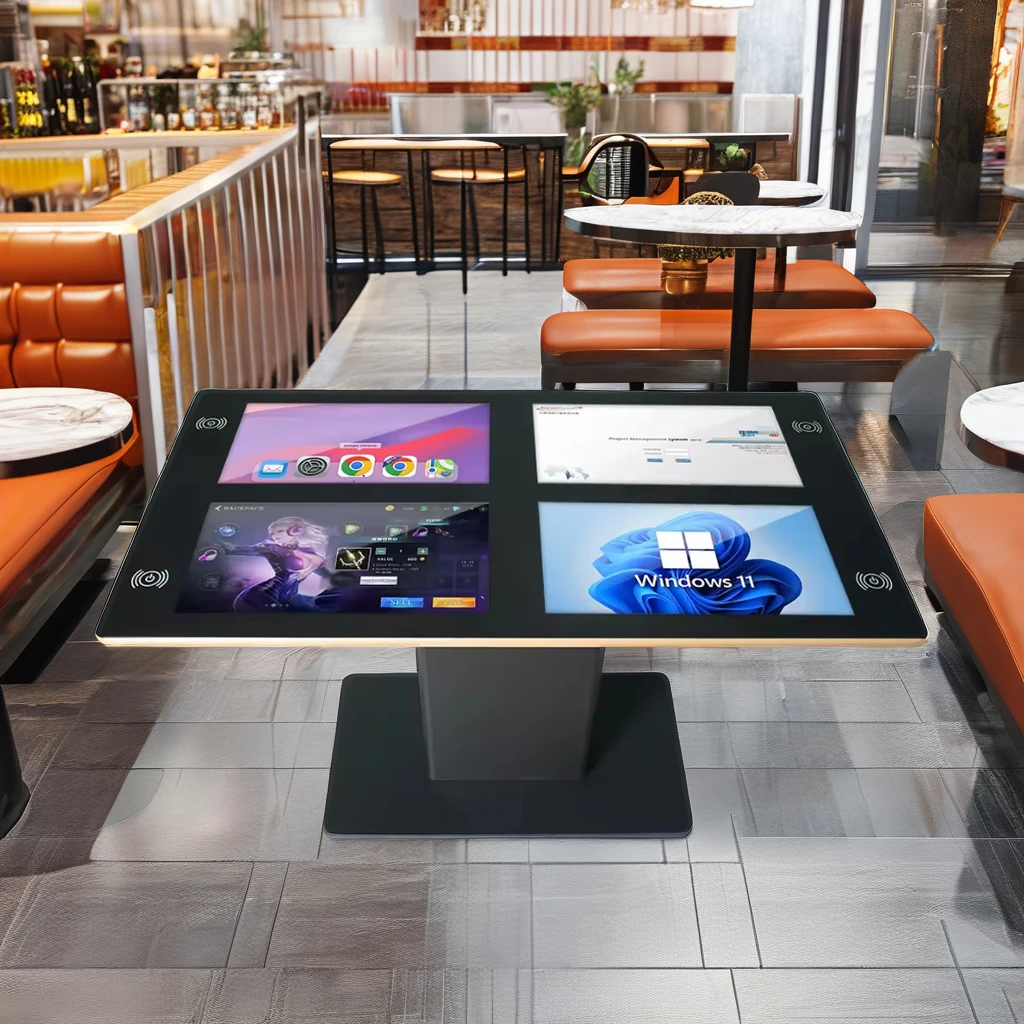 Smart Coffee Interactive LCD Display Touch Table Restaurant Advertising Equipment with Desk Interactive Screen