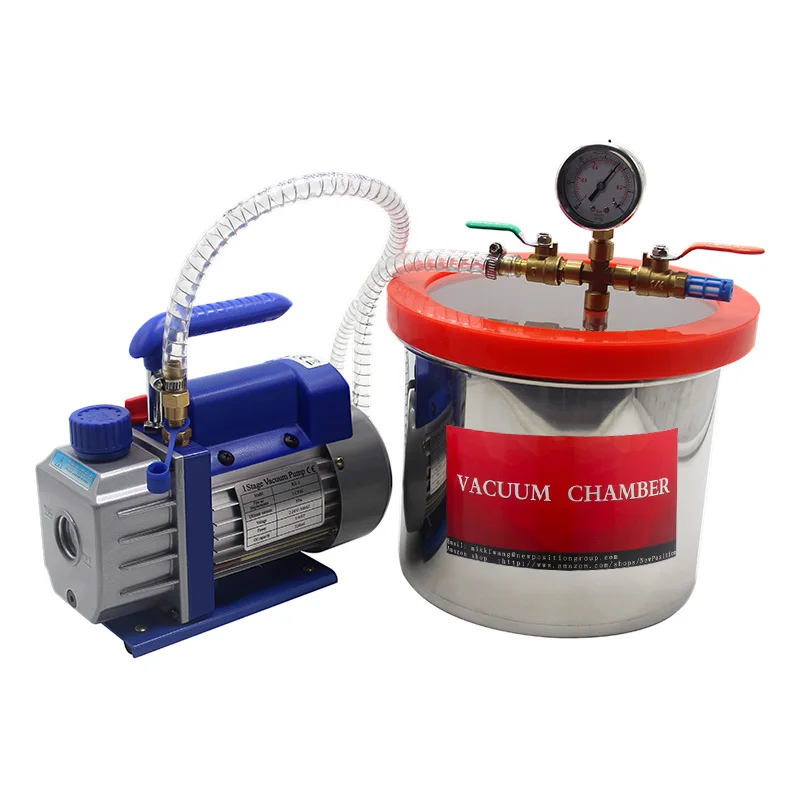 Stainless steel 2 gallon Vacuum chamber and single stage 3cfm vacuum pump kit for resin degassing