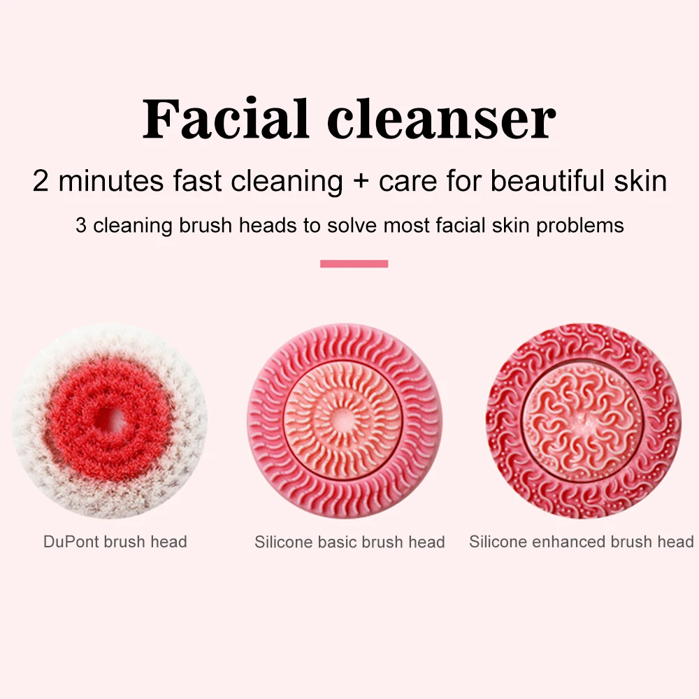
Hot 3D Rotating Head Silicone Brush Waterproof Deep Clean Facial Cleansing Brush 
