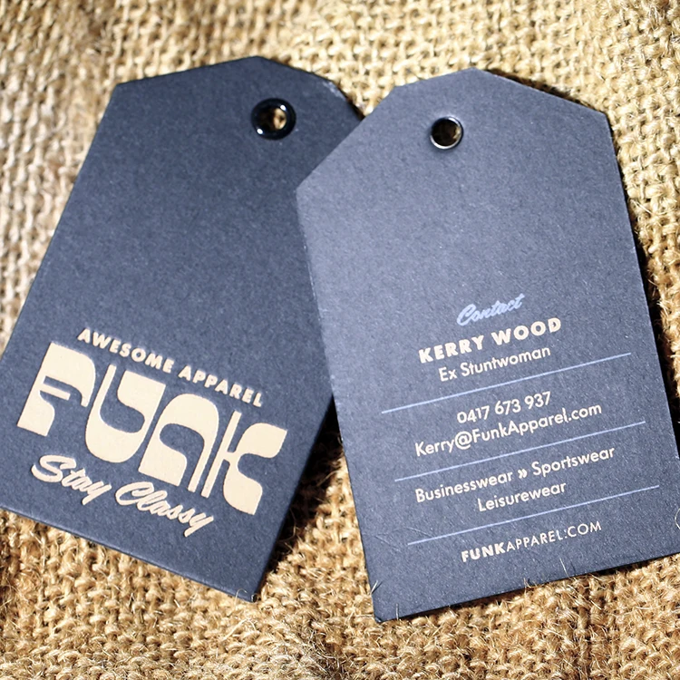 Custom Vintage Jeans Hang Tag For Clothing Recycled Thickness Kraft Paper Private Brand Name Logo Printed Kraft Tags