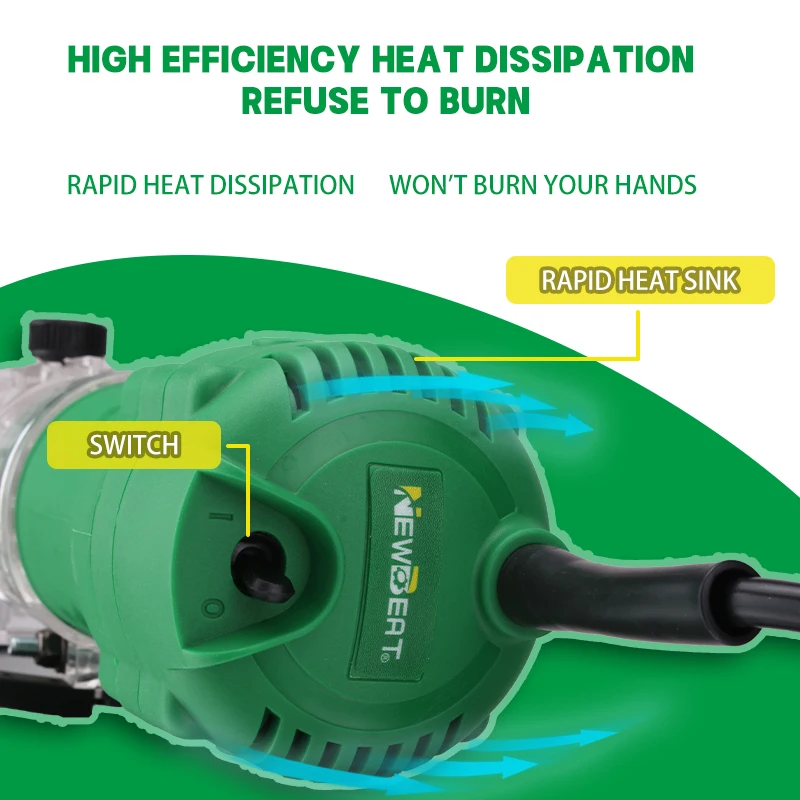 NewBeat 350W Woodworking Milling Engraving Slotting Trimming Machine Handheld Wood Power Trimmer Electric