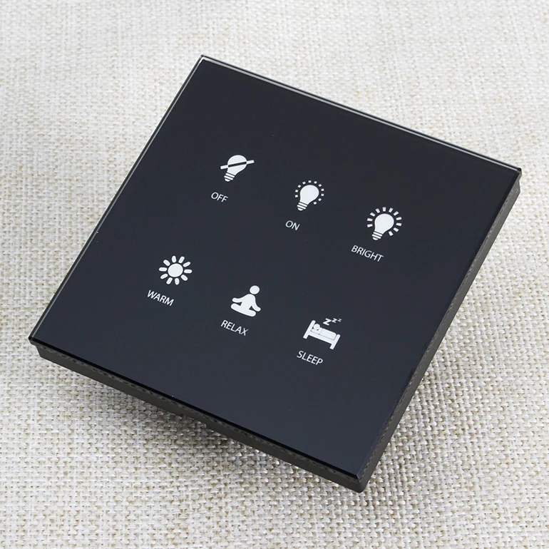 Black White 6 button 12V DC RS485 Modbus Protocol smart Hotel light touch switch