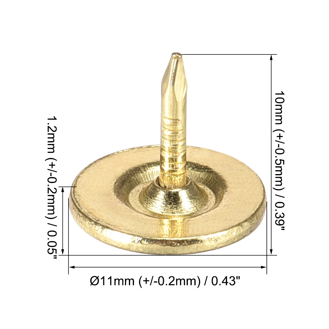 Upholstery Nails Tacks 11mmx10mm Flat Head Furniture Nail Gold Tone 100pcs