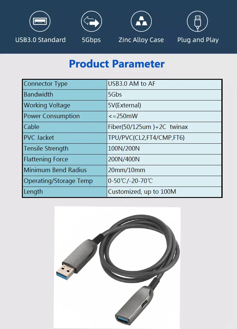 
manufacture price OEM with customized logo high speed and high quality Zinc Alloy Extension cable 