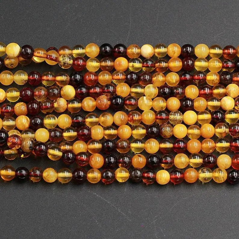 Natural Round shape Baltic amber plain loose gemstone polished beads making jewelry wholesale price per carat