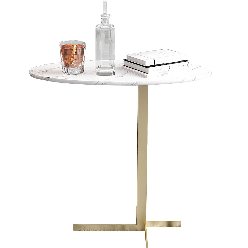
Nordic Light Luxury Marble Sofa Corner Oval Modern Coffee Table Living Room Balcony Leisure Table Simple Style Bedside Table 