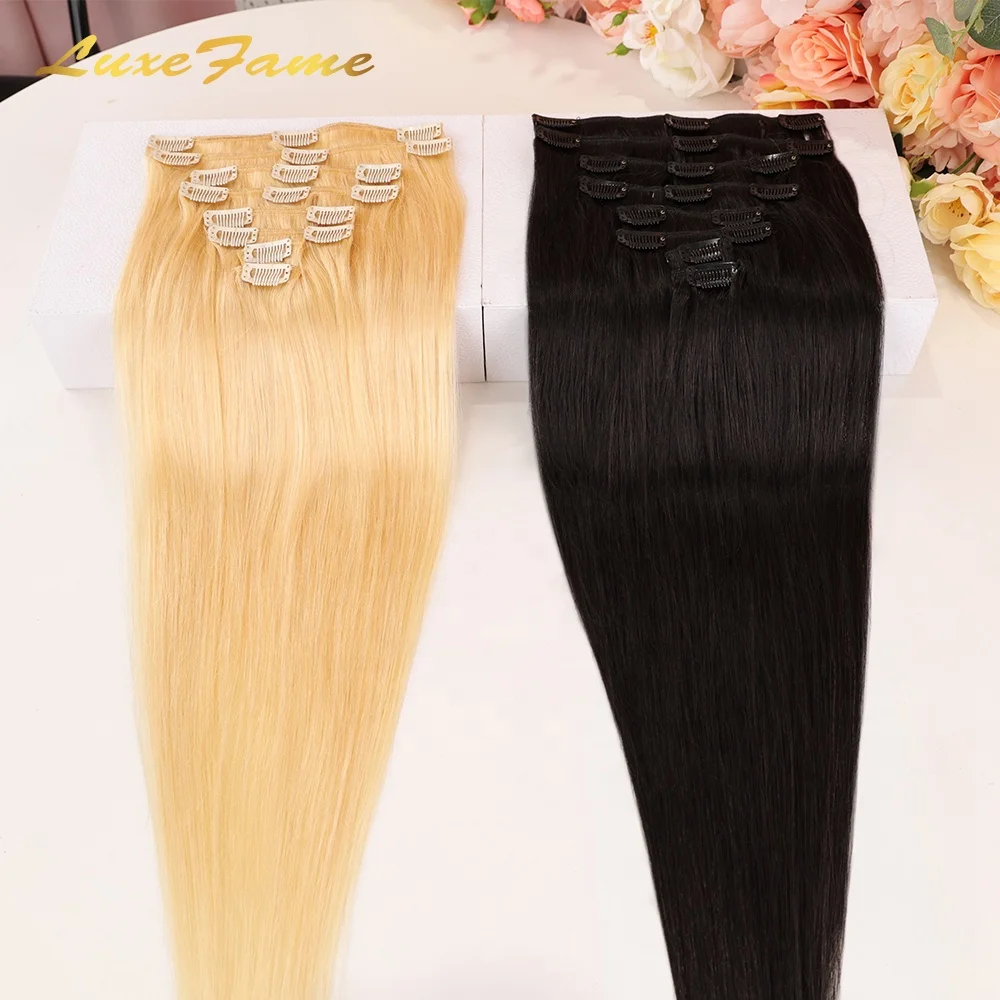 Wholesale Russian Hair Extensions Wefts,Seamless Human Hair Clip In Raw  Hair Extension,One Piece Clip In Human Hair Extensions