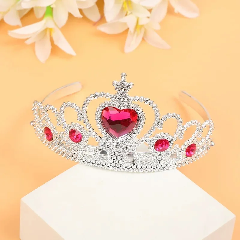 Wholesale Cheap Plastic Tiaras Dress Up Snow And Ice Colors kids Princess Plastic Crown for Girls