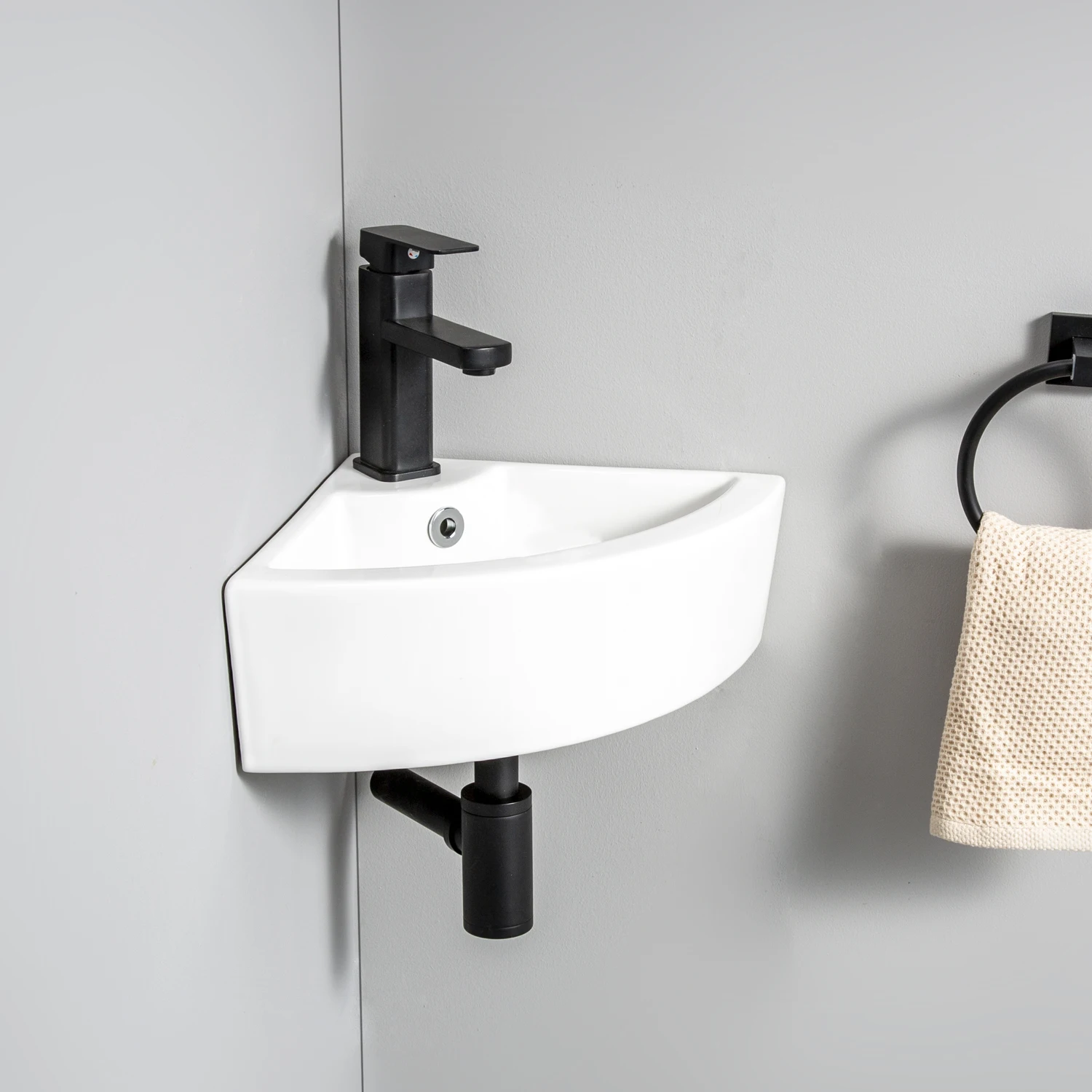 Customized lavabos de cermica Wall Hung Triangle Ceramic Bathroom Sink Small Size Corner Sink Wash Basin