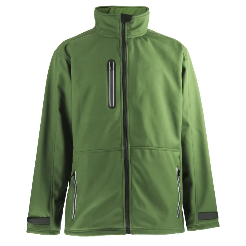 Full Zip Windproof Softshell Jacke Custom Logo Embossed Polyester Fabric Outdoor Workwear