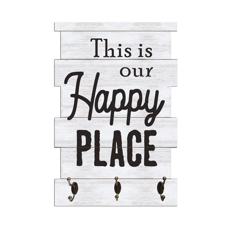 
Customized home and office decoration antique wooden wall plaque with hooks hook hanging wall coat rack 