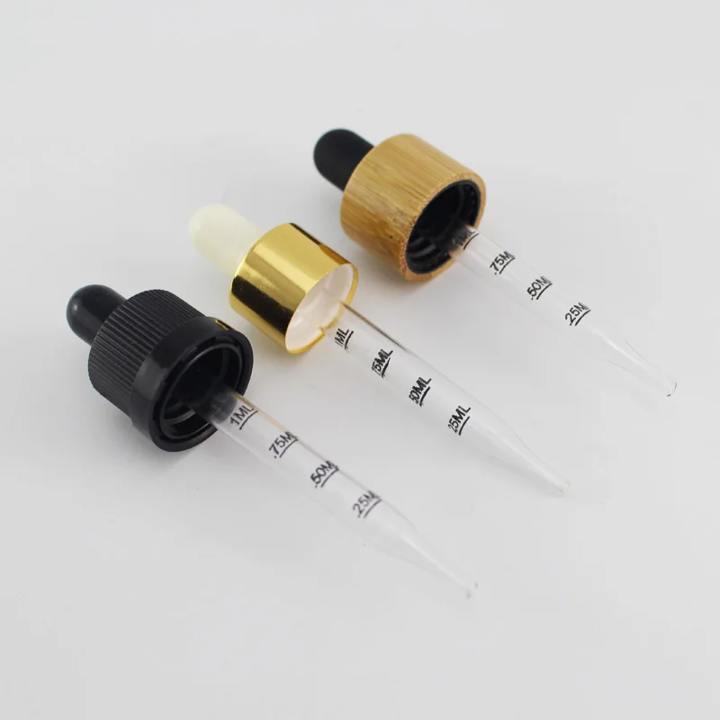 In stock 5 10 30 100 ml dropper bottle uses clear pointed 58mm 70mm 77mm 109mm marked food grade glass pipette with measurement