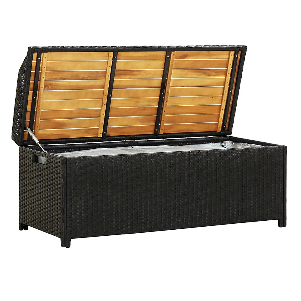 Patio Storage Bench Chair Outdoor Wicker Deck Box PE Rattan Patio Furniture with All-Weather Resistance Durable Material