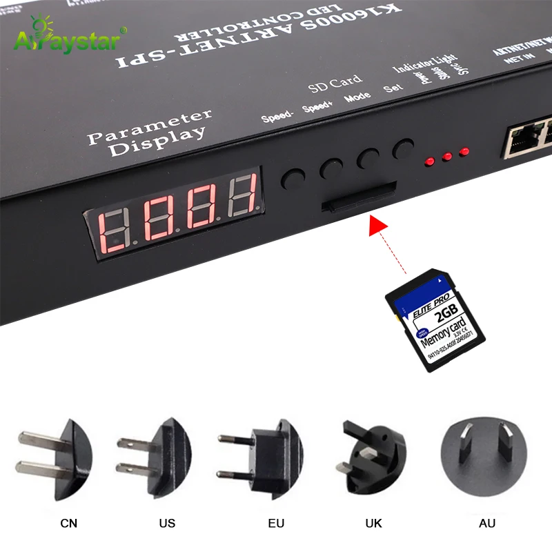 K16 Artnet LED controller 16 channels SPI RGB IC PIXEL programmable LED controller with SD card for club and KTV