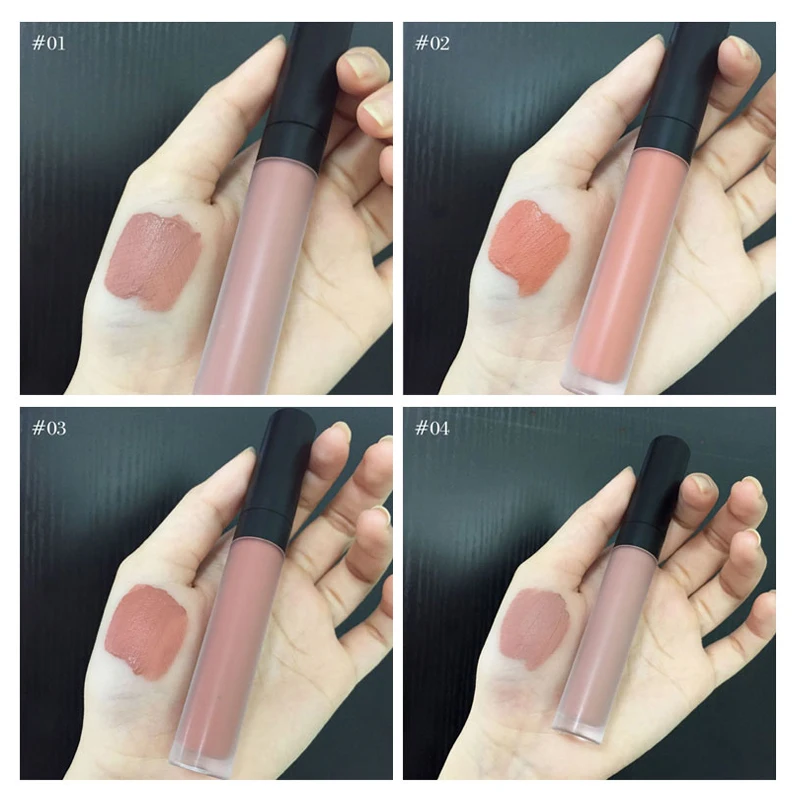 Amazon Hot Sale Matte Matte Lip Glaze Waterproof Sweatproof Lip Gloss Easy Color One Piece Dropshipping Free Sample