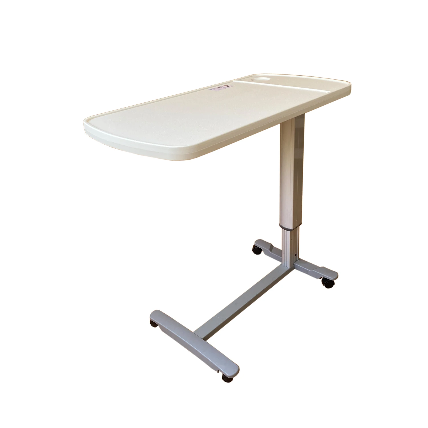 Adjustable Hospital Dinner Table Medical Foldable Overbed Wood Table with Wheels