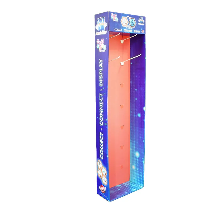 Custom suspensibility Floor Racks Pop Cardboard Shelf Retail Display Stand With hook