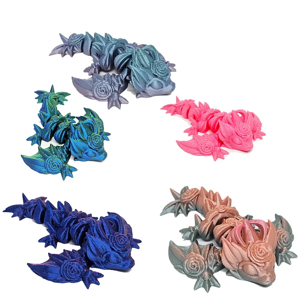 3d Printed Rose Dragon Egg Articulated Crystal Rose Dragon 3d printing Surprise Gift Chinese Dragon 3D Printer Filament Printing