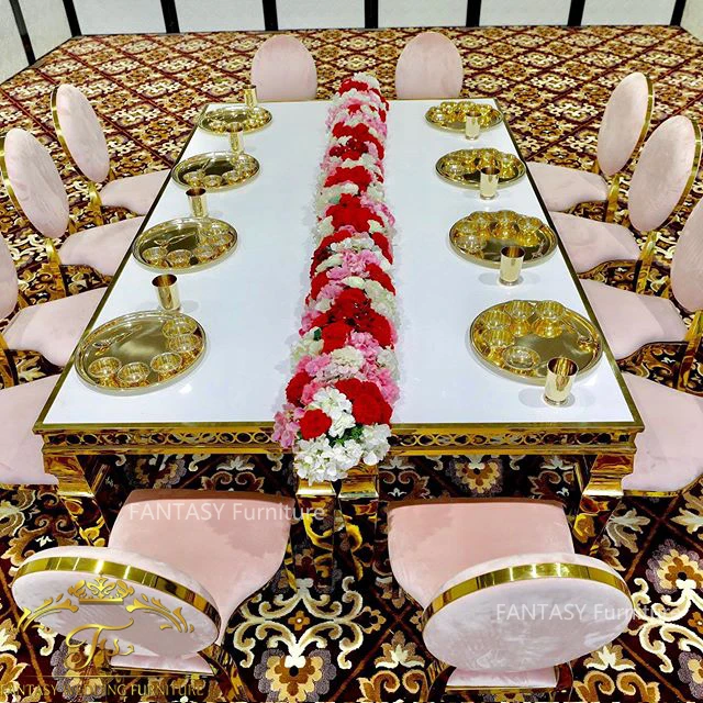 stainless steel wedding dining chairs and table for events