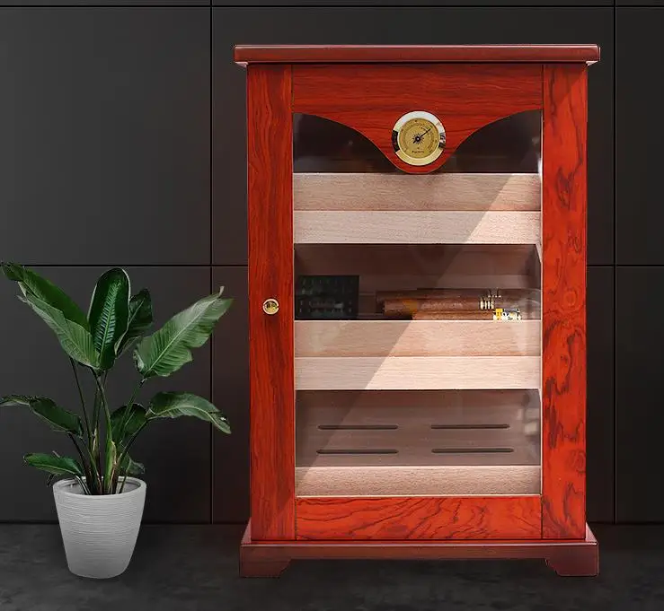 Мебель для сигар лакированная древесина кедровая шкаф увлажняющий трехслойный контейнер большой