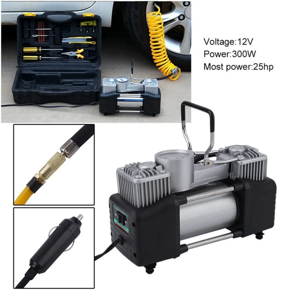 Factory Wholesale Portable Air Compressors Double Cylinder 12v Dc Car Air Pump