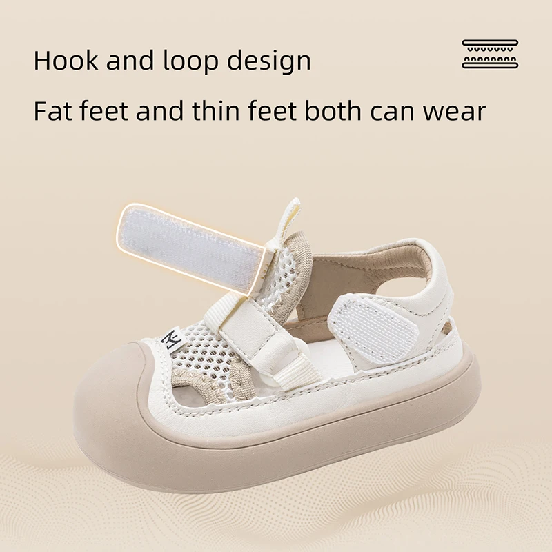 Ebmini 2024 summer new tip-binding soft sole beach shoes baby boys toddler sandals