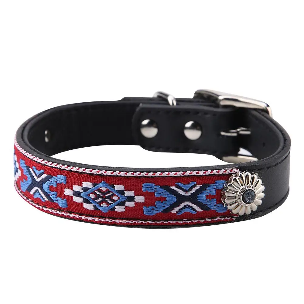 National Style Pattern PU Leather Dog Collar For Large Dog