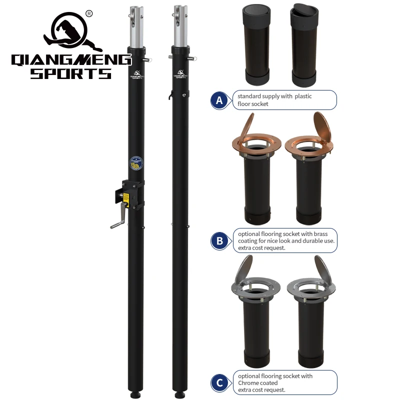Aluminum volleyball post spring bolt is convenient to lift and lower, professional and high-quality volleyball poles