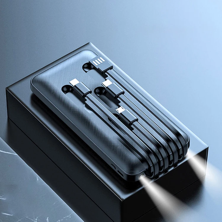 New Arrival 10000mah built in cable line Powerbank