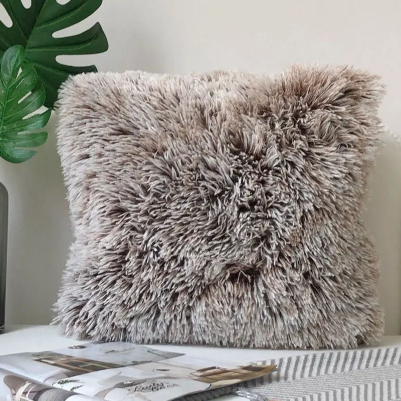 Wholesale Warm Soft Plush Faux Fur Throw Decorative Pillowcase Cover For Winter