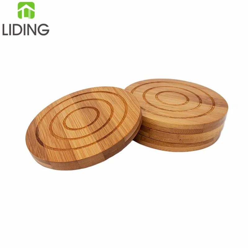 Bamboo Cheese Board Set with Wine Coasters, Ceramic Bowls, Cheese Knives and Knife Holder